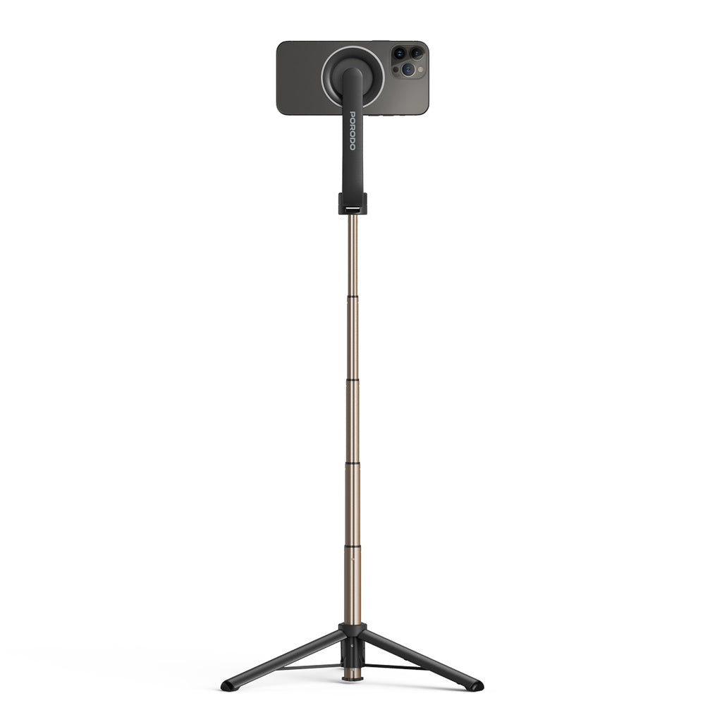 Porodo Magnetic Selfie Stick 64.5cm Extendable with 3 Leg Tripod and Remote Control - Black (PD-MGS64-BK) Porodo Magnetic Selfie Stick 64.5cm Extendable with 3 Leg Tripod and Remote Control - Black (PD-MGS64-BK)